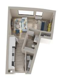 Studio, 1 bath, 496 sqft, $1,254