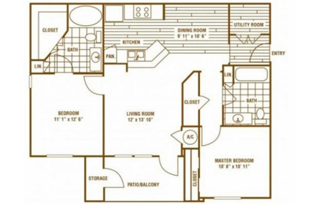 2 beds, 2 baths, 996 sqft, $1,299, Unit 5302