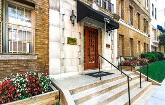 exterior front entrance at parkside apartments in washington dc