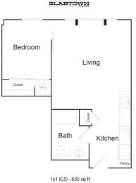 1 bed, 1 bath, 635 sqft, $1,790