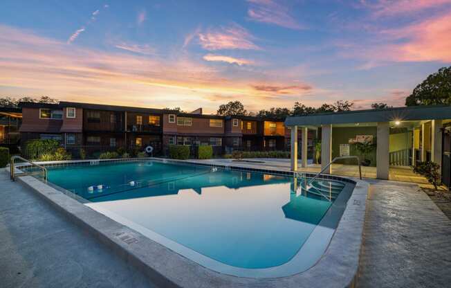 Doral Oaks Community Pool at Sunset