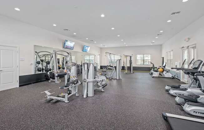 the gym at the flats at big tex apartments