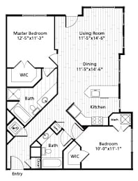 2 beds, 2 baths, 1,112 sqft, $2,297