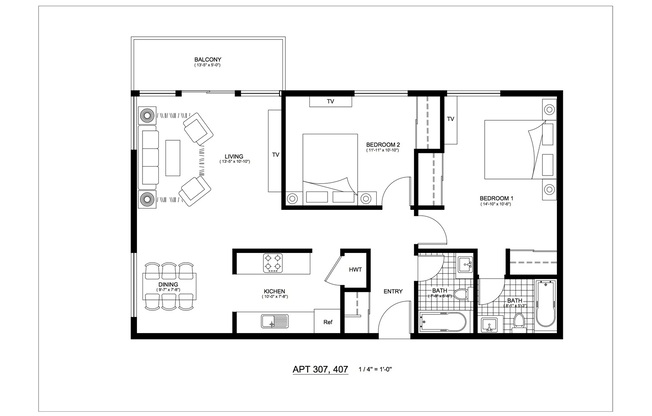 2 beds, 2 baths, 930 sqft, $3,375, Unit 309