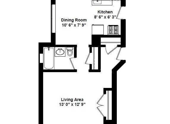 Studio, 1 bath, $1,175, Unit C7