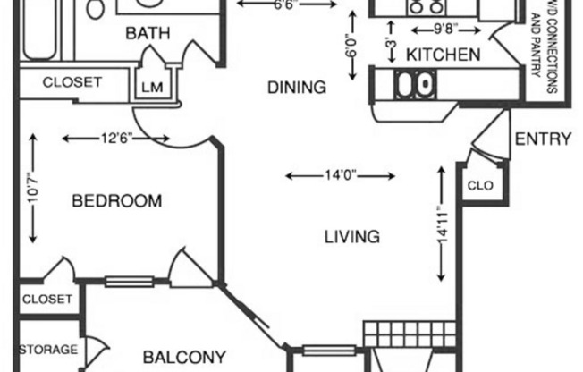 1 bed, 1 bath, 683 sqft, $1,279