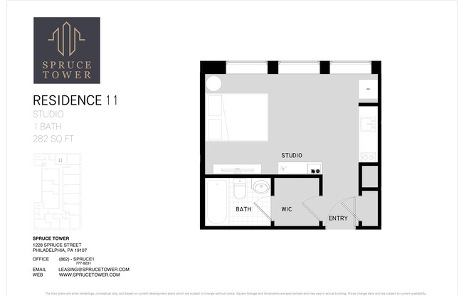 Studio, 1 bath, 282 sqft, $1,295, Unit 311
