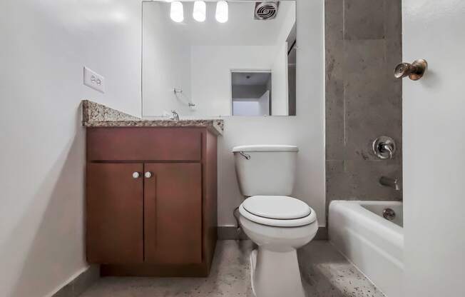 the bathroom of our studio apartment at riviera palms