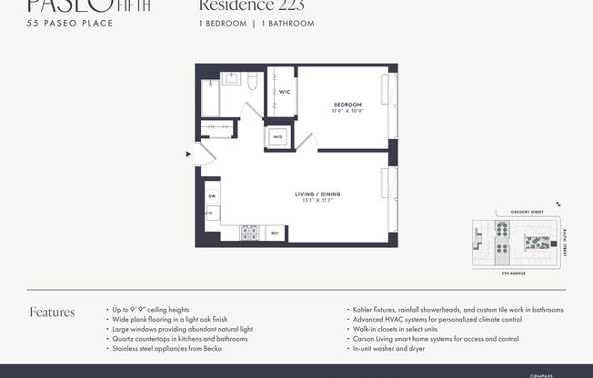 1 bed, 1 bath, $4,775, Unit 223