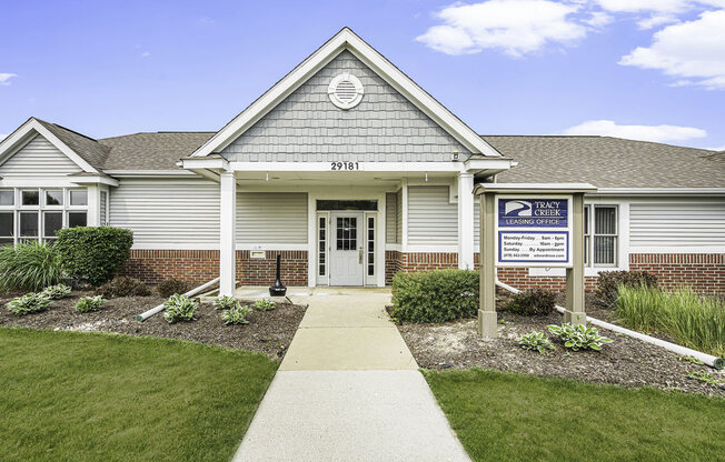 Leasing Office/Community Building/Fitness Center Entrance at Tracy Creek Apartments, Perrysburg, OH