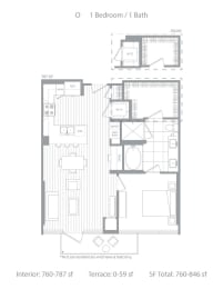 1 bed, 1 bath, 841 sqft, $3,373