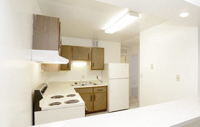 Kitchen with Breakfast Bar in Apartment