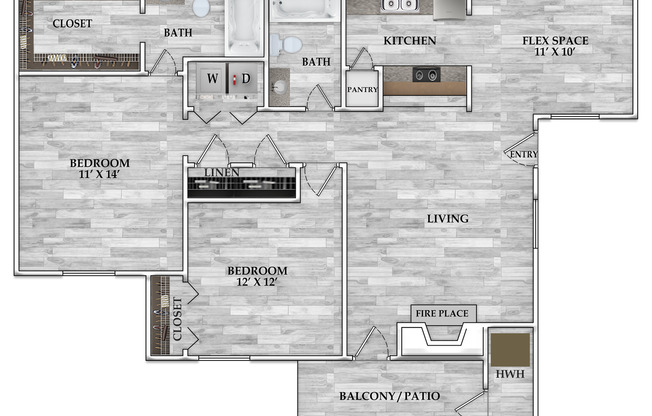 2 beds, 2 baths, 1,040 sqft, $943, Unit 0192