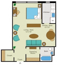 Studio, 1 bath, 500 sqft, $1,863