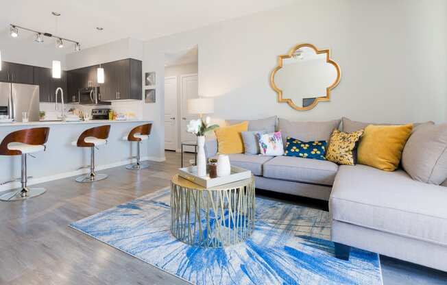 Open Concept Kitchen And Living Room Space At Union at Roosevelt Apartments In Phoenix, AZ