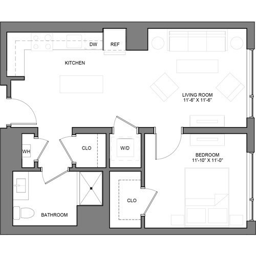 1 bed, 1 bath, 650 sqft, $3,570, Unit 222