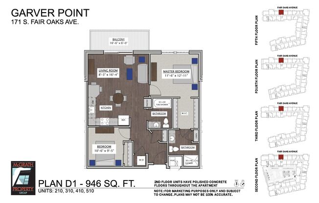 2 beds, 2 baths, 946 sqft, $2,125, Unit 310