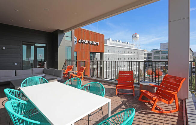 Rooftop Terrace Seating at Link Apartments® Innovation Quarter, Winston Salem, NC, 27101