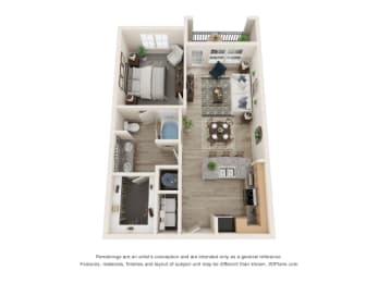1 bed, 1 bath, 754 sqft, $1,450