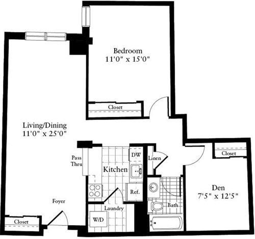 1 bed, 1 bath, 912 sqft, $2,750, Unit 0322