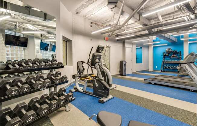 Fitness center weights area at Diplomat, Washington, Washington