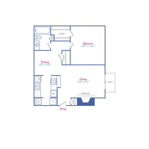 1 bed, 1 bath, 732 sqft, $949
