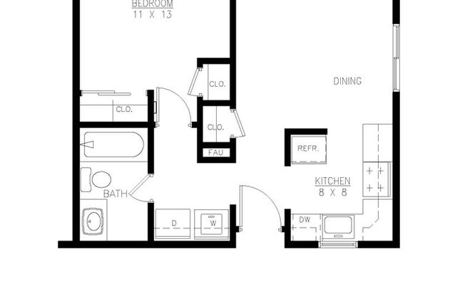 1 bed, 1 bath, 614 sqft, $2,395, Unit 402