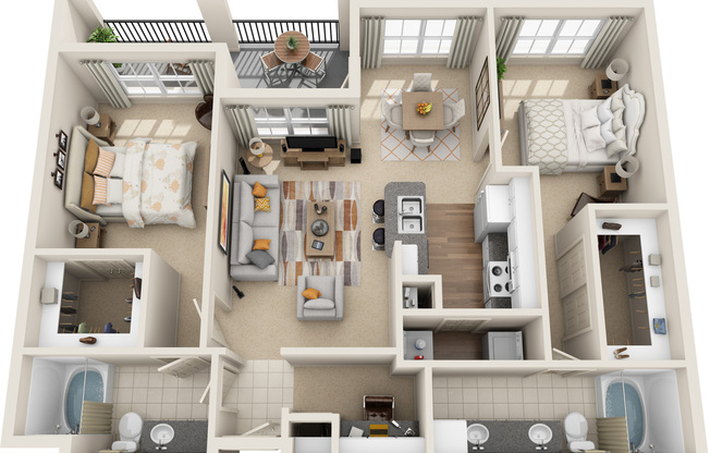 2 beds, 2 baths, 1,204 sqft, $1,689