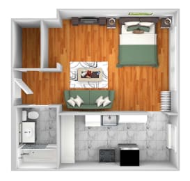 Studio, 1 bath, 480 sqft, $1,427