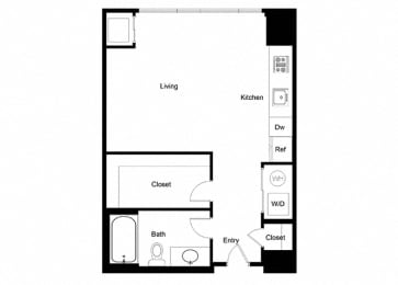 Studio, 1 bath, 505 sqft, $1,679