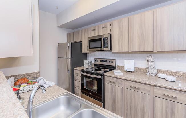 a kitchen with stainless steel appliances
