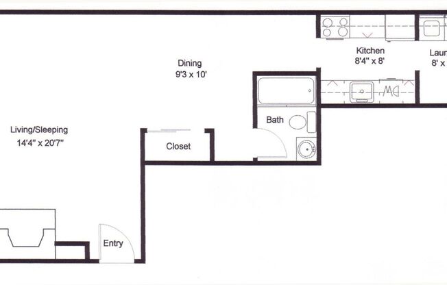 Studio, 1 bath, 683 sqft, $1,375, Unit 213