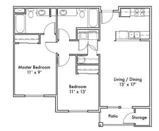 2 beds, 2 baths, 990 sqft, $2,121