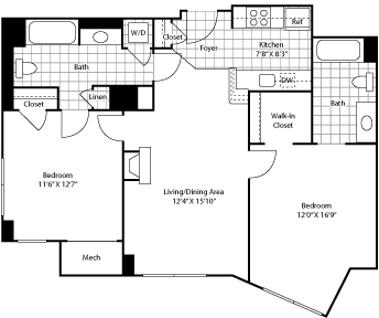 2 beds, 2 baths, 1,116 sqft, $4,341, Unit 0106