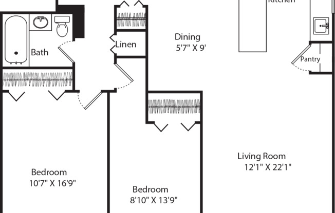 2 beds, 1 bath, 963 sqft, $3,760, Unit 2P