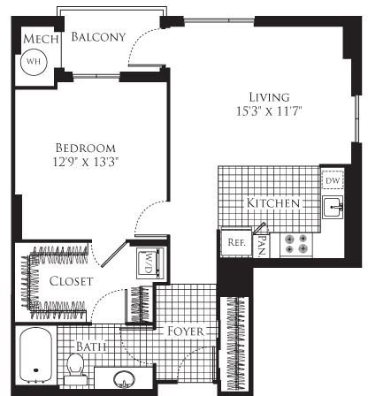 1 bed, 1 bath, 785 sqft, $2,075, Unit 1208