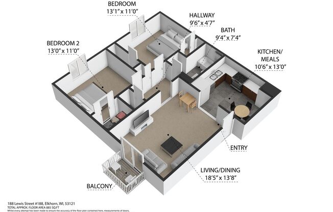 2 beds, 1 bath, 960 sqft, $1,350, Unit 199-8