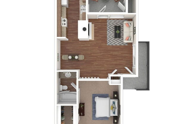 1 bed, 1 bath, 663 sqft, $1,305