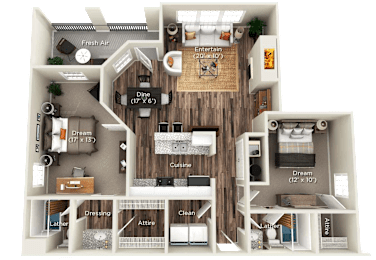 2 beds, 2 baths, 1,120 sqft, $1,552