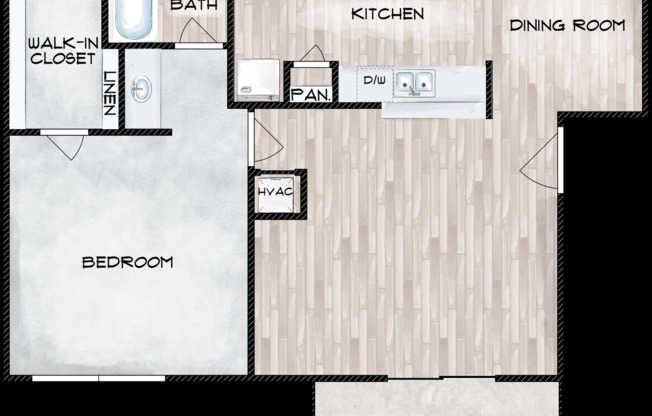 1 bed, 1 bath, 665 sqft, $925