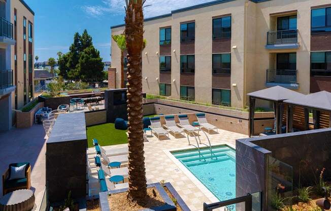 Aerial Photo of the Spa Area at The Lofts at Carlsbad Village, California