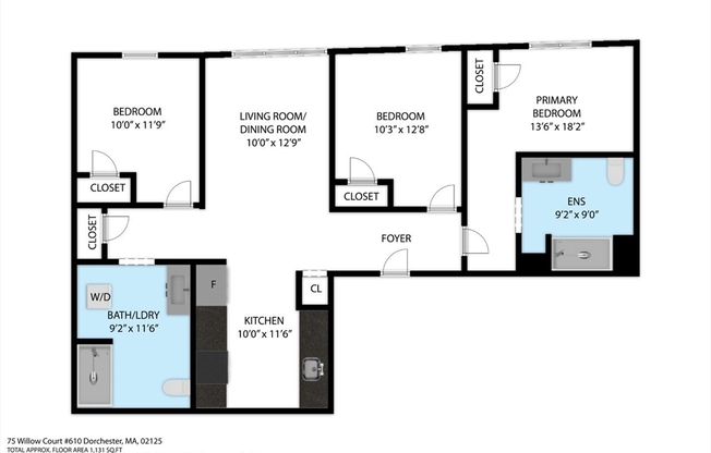 3 beds, 2 baths, 1,131 sqft, $4,545, Unit 610