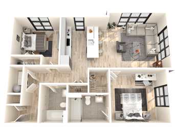 2 beds, 2 baths, 968 sqft, $2,525
