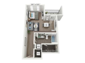 Studio, 1 bath, 543 sqft, $1,155