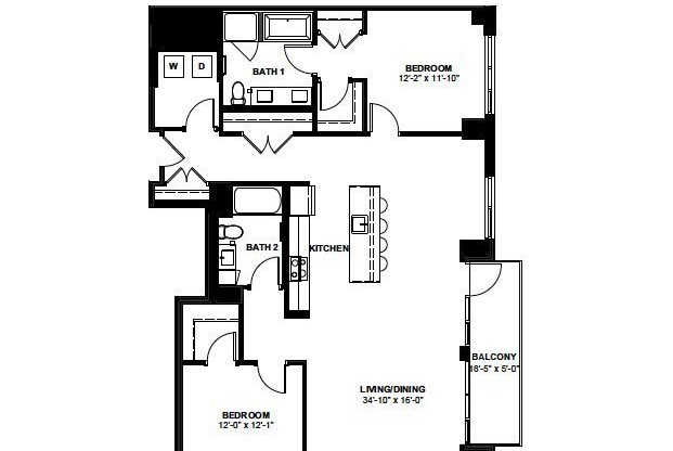 2 beds, 2 baths, 1,463 sqft, $8,860, Unit 1101