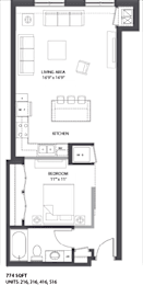 1 bed, 1 bath, 712 sqft, $1,710