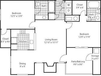 2 beds, 2 baths, 1,005 sqft, $1,701