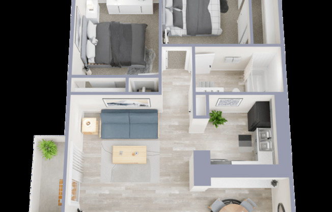 2 beds, 1 bath, 970 sqft, $1,075