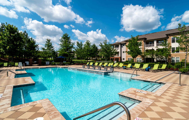 our apartments have a large pool with lounge chairs