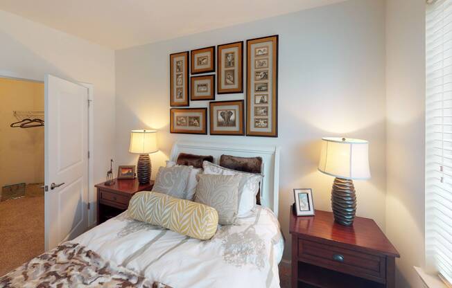Plush bedroom with expansive closets